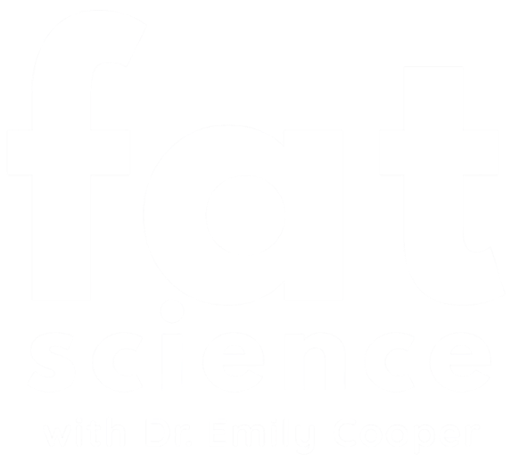 Fat Science Podcast with Dr. Emily Copper large white logo.