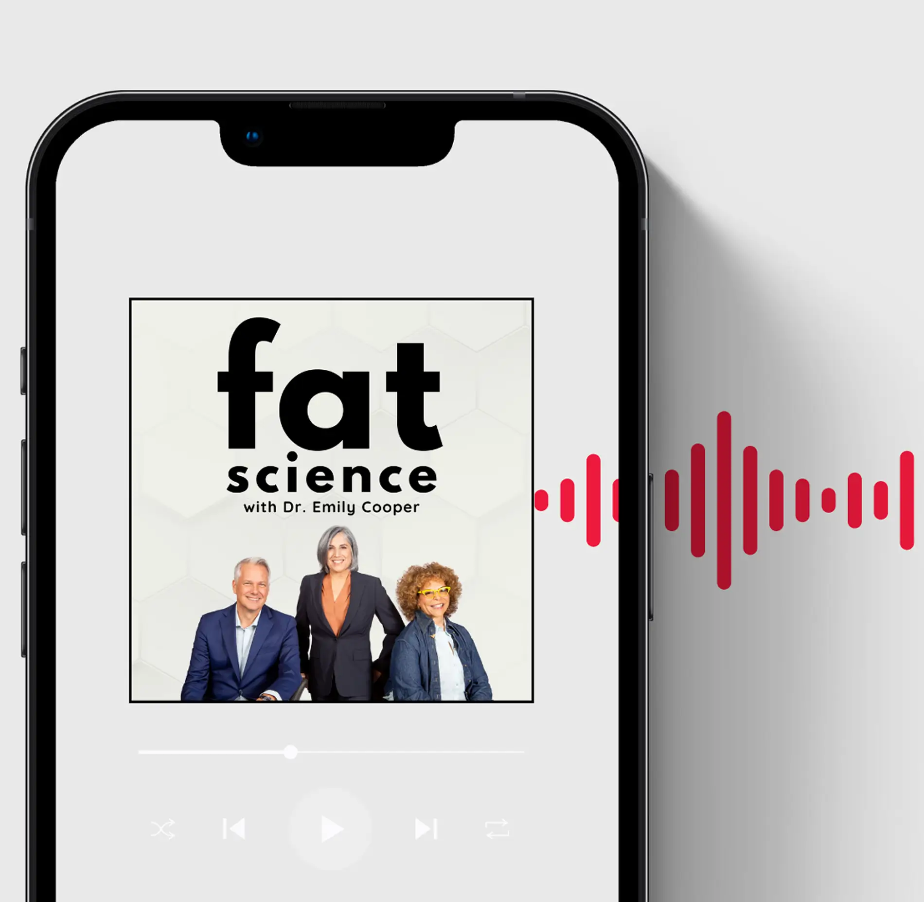 Fat Science Podcast cover with Dr. Emily Cooper promoting a metabolic health podcast.